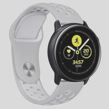 Imagem de Pulseira Sport para Samsung Gear S2 Classic - Galaxy Watch 42mm - Gear Sport R600 - Galaxy Watch Active 40mm - Amazfit Bip - Cinza / Branco