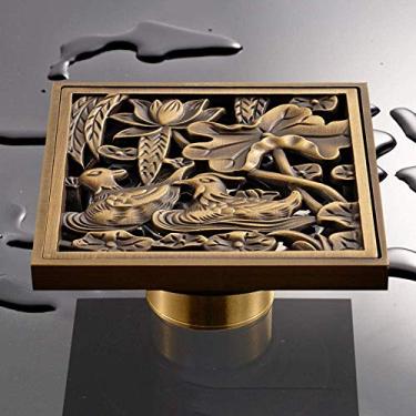 Imagem de Ralo do chuveiro Ralo de resíduos Filtro Todo em cobre Esculpido Ralo de piso à prova de insetos Desodorante Ralo do banheiro com varanda Ralo de piso