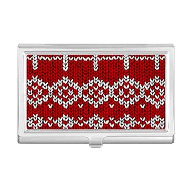 Imagem de Porta cartões de visita com padrão de malha vertical irregular vermelha