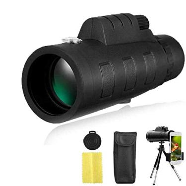 Imagem de Telescópio monocular 40x60, BAK4 HD Optics Prism Visor monocular de foco duplo com bússola/Suporte para smartphone/Tripé ajustável para observação de pássaros/passeios turísticos