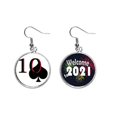 Imagem de Peace Spade 10 pingentes de orelha de pôquer joia 2021 Blessing
