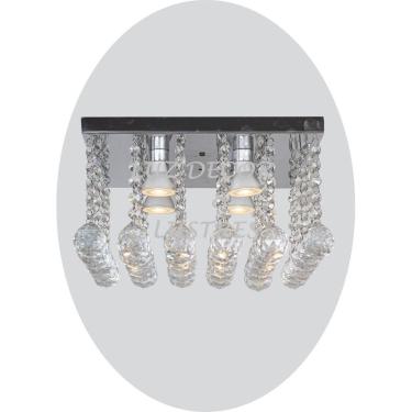 Imagem de Luminária Plafon De Cristal Com Base De Inox 30x30cm
