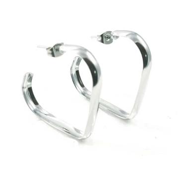 Imagem de Brinco de Argola Coração Básico Leve Aço Inox Hipoalérgico