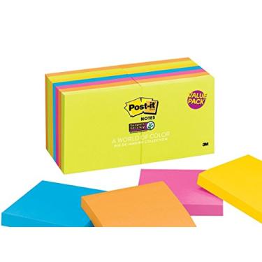 Imagem de Post-it Notes Super Sticky - Cores do Rio De Janeiro 3 x 3, 90/Pad - 16 blocos/pacote