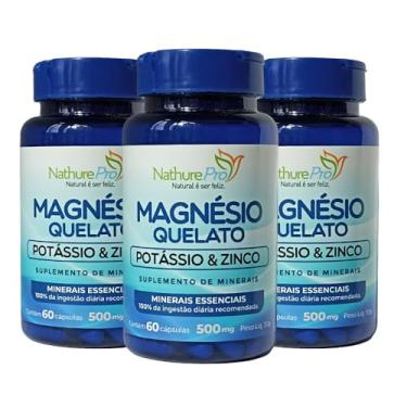 Imagem de Kit 3 Magnésio + Potássio + Zinco 60 Cápsulas - 500 mg Naturefree