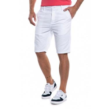 Imagem de Bermuda Masculina Sarja Slim Premium Lisa Polo Wear Branco