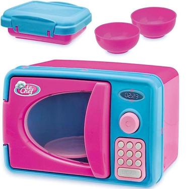 Imagem de Microondas Brinquedo Luz Som Azul Rosa Infantil Mini Cozinha