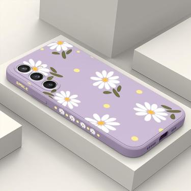 Imagem de LEECG Capa para Galaxy S23 FE, design criativo com impressão lateral para Samsung S23 FE 5G, capa protetora de silicone macio e resistente, capa para celular S23 FE - Roxo margarida