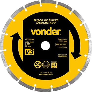 Imagem de Disco De Corte Diamantado, Segmentado, V3 Vonder 230 Mm