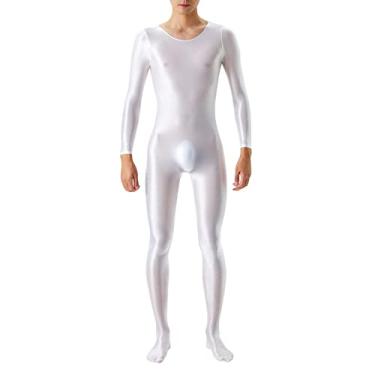 Imagem de Bodystocking masculino lingerie sexy malha bodysuit anexado meias collants babydoll roupa interior Roupa de dormir desatado Camisola Bata Trajes Urso de para sem alta C54-Branco X-Large