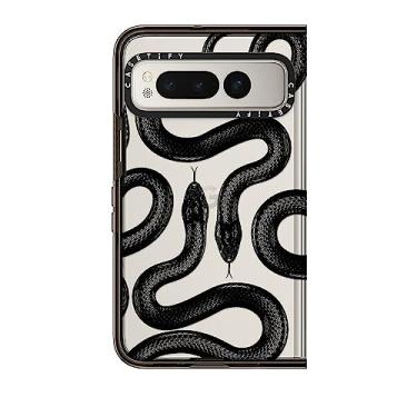 Imagem de CASETiFY Capa Impact Google Pixel Fold [proteção contra quedas de 1,3 metros/compatível com Magsafe] - Kingsnake preta - preto transparente