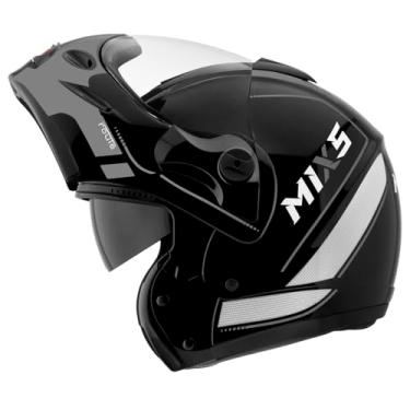 Imagem de Capacete de Moto Mixs MX Captiva Route Brilhante Com Viseira Interna Solar Óculos de Sol Articulado Escamoteável Robocop Cinza Com Cinza 58