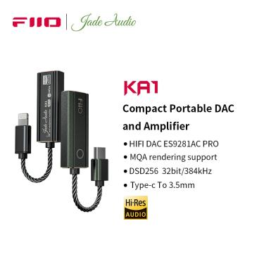 Imagem de FiiO JadeAudio- KA1 TypeC para 3 5 milímetros Dongle  ES9281AC  Pro MQA  USB DAC  DSD256  HIFI cabo