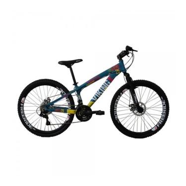 Imagem de Bicicleta Viking X tuff 25/30 Freeride Aro 26 Freio a Disco 21 Velocidades Cambios Shimano Azul Amarelo