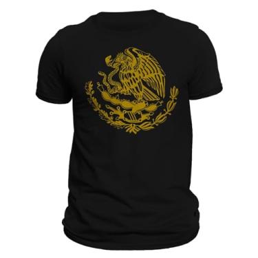 Imagem de Camiseta Mexico Mexican Eagle com opção de personalização - Playera Con Aguila De Mexico personalizável, Preto/dourado, P