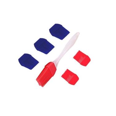 Imagem de Escova de silicone de 20 cm com 6 cabeças intercambiáveis - Ótimo para assar, marinadas, artesanato, cola, enchimento, marcenaria e muito mais. Fácil de limpar