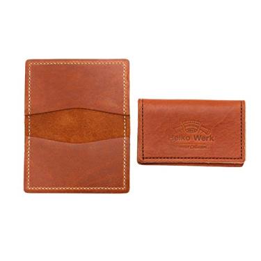 Imagem de Carteira dobrável de couro Helko Werk Frontier 1844 - Carteiras masculinas feitas nos EUA - Carteira dupla para homens, carteira fina, feita à mão, de couro, carteiras masculinas #F8280, Saddle Tan,