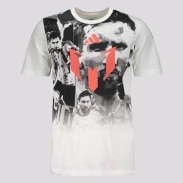 Imagem de Camiseta Adidas Grafica Messi Branca e Vermelha-Masculino
