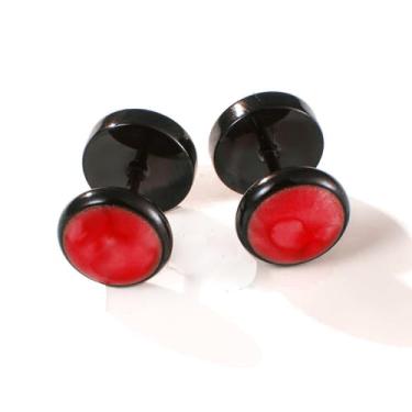 Imagem de Brincos de titânio vermelho parafuso liso hipoalergênico para orelhas sensíveis, barra banhado a ouro preto cirúrgico aço inoxidável parafuso atrás brincos para mulheres e homens punk hélice piercing