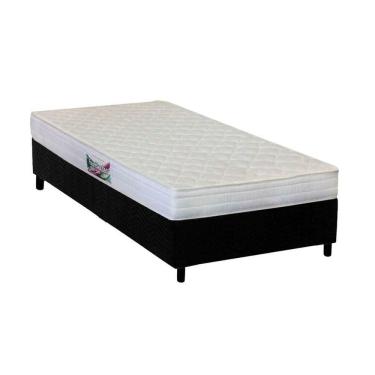 Imagem de  Cama Box Solteiro: Colchão Ortopédico Herval AG65 Frontier + Base CRC Suede Black(88x188)