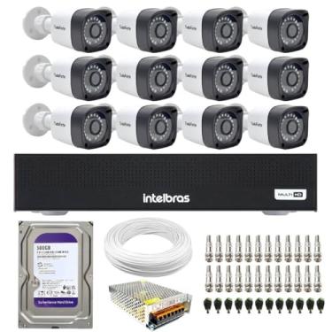 Imagem de Kit 12 Câmeras Segurança Full HD DVR Intelbras 16 Canais Com HD Completo