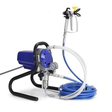 Imagem de HYZHANHONG 750W máquina de pintura a spray elétrica, alta pressão airless máquina de pintura a spray com mangueira de 10m, medidor de pressão, pistola de tinta para interiores, azul