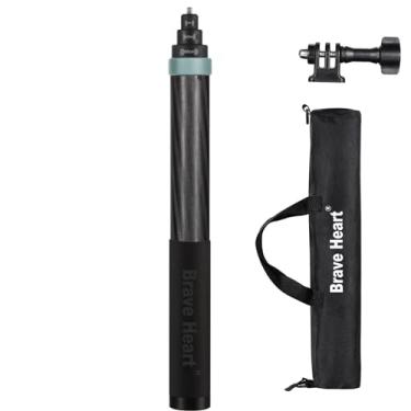 Imagem de Bastão de selfie de fibra de carbono verdadeiro com estojo de transporte, monopé impermeável monopolo de 36 a 299 cm para GoPro Go Pro Hero 13 12 11 10 9 insta360 insta 360 x4 x3 x2 x ONE R RS