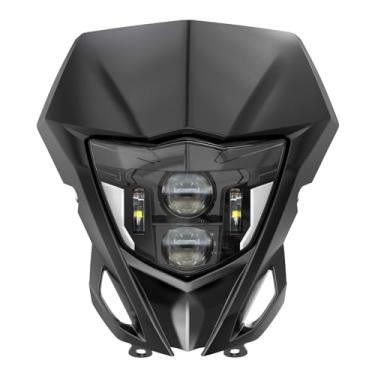 Imagem de SUMHITIC Kit de farol de LED para motocicleta com DRL compatível com WR250F 400F 426F 450F 2013-2023, WR250 400 426 450 TTR XT MX a maioria das motocicletas Enduro Pit Bike preta com bisel preto