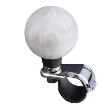 Imagem de Lunsom Botão giratório de volante, botão giratório suicida botão de energia de bilhar alça de bola girando impulsionador de direção interior acessórios de carro, branco