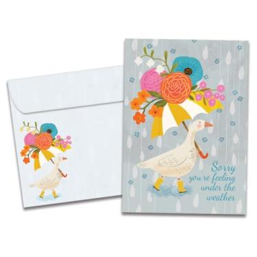 Imagem de Tree-Free Greetings Cartão Rainy Day Duck Get Well - 1 cartão reciclado 12 x 17 cm e envelope correspondente, cartolina grossa, feito de forma sustentável nos EUA - Tema ensolarado e florido