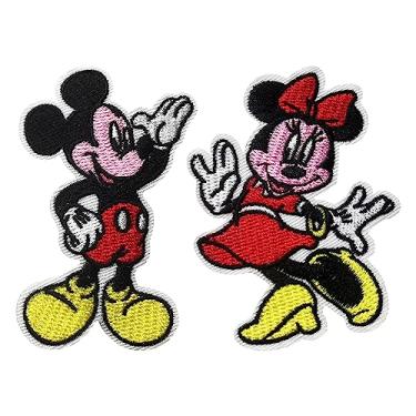 Imagem de 2 peças de adesivos infantis fofos do Mickey para roupas costurar/passar a ferro em apliques bordados para camisetas, jaquetas, jeans, coletes, chapéus, mochilas