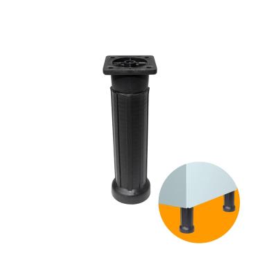 Imagem de Pé Regulável Na Cor Preto de 13,8 Cm Para Móveis E Armários Dmt