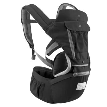 Imagem de Mochila Canguru Maternidade Bebê Bolsa Carregar Conforto Suporte Criança Costas Baby Passeio (Preto)