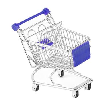 Imagem de IEUDNS Mini carrinho de compras, carrinho de brinquedo para crianças, carrinho de mão de metal para supermercado, brinquedo de armazenamento de supermercado, Azul