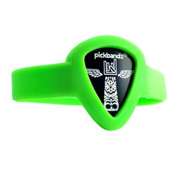 Imagem de Pickbandz Suporte de palheta de guitarra para pulseira - coloque sua palheta de guitarra personalizada favorita (palheta Pickbandz incluída) selecione cor e tamanho - Rock On! (juvenil a adulto