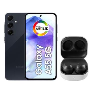 Imagem de Smartphone Samsung Galaxy A55 256GB Azul Escuro - 5G + Galaxy Buds FE 