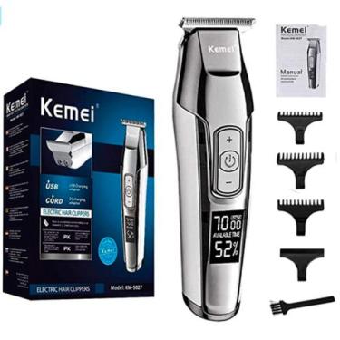 Imagem de Aparador de Pelo Corte Cabelo e Barba Visor Digital Kemei Km 5027 Bivo