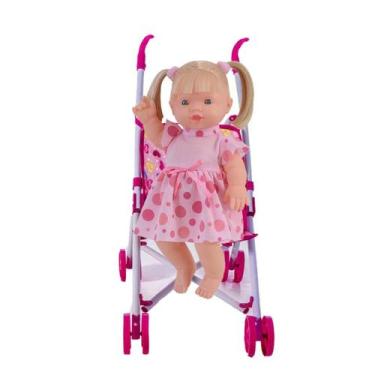 Imagem de Linda Boneca Infantil Com Carrinho Leve Para Qualquer Lugar - DM Toys 