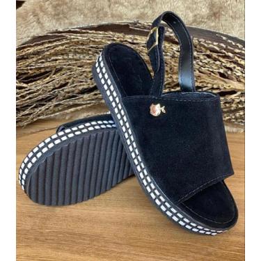 Imagem de Sandália Anabela Feminina Pingente Maçã - via verezze, Anabela preta, 