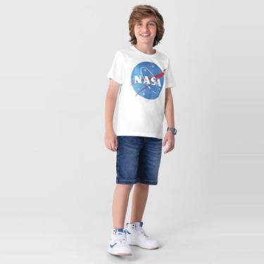 Imagem de Camiseta Nasa infantil unissex em malha Brandili, Branco, 6