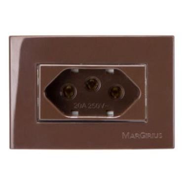 Imagem de Tomada Para Móvel 20A 2p+T Sleek Marrom Margirius, Marrom