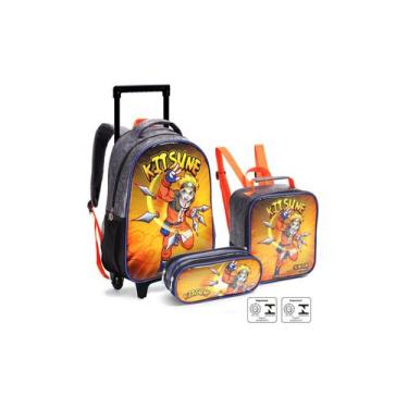 Imagem de Kit Mochila Rodinha Estojo Lancheira Infantil Kit Sune - SEANITE