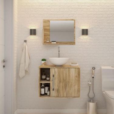 Imagem de Gabinete P/Banheiro Soft 60 cm C/cuba R30 e Espelheira - Compace, Carv