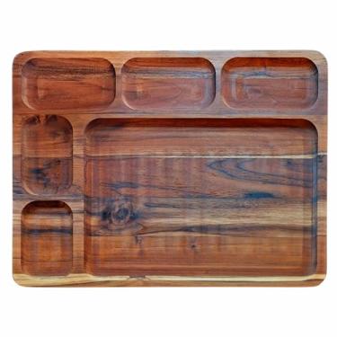 Imagem de Tábua de Corte para Servir Carnes Porções e Frios em Madeira Teca Maciça com Rebaixos para Molhos com Óleo Mineral - Ret