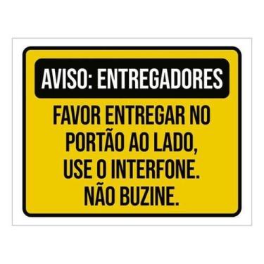 Imagem de Placa Aviso Entregadores Entregar Portão Ao Lado 18X23 - Sinalizo