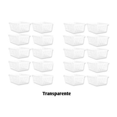 Imagem de Kit 20 Cesto Multiuso Organizador Médio 20x15x6 Transparente - 123 Org