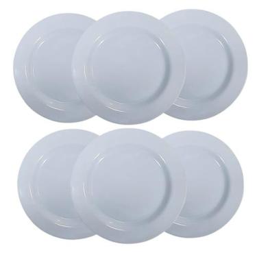 Imagem de 6 Unidades De Pratos Melamina Branco Plástico Para Barzinho - Hauskraf