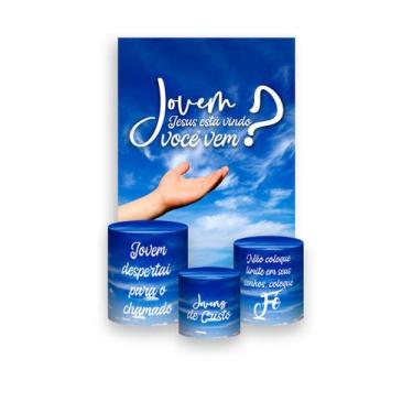 Imagem de Painel De Festa Vertical 1,50 x 2,20 + Trio De Capas Cilindro - Encont