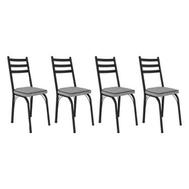 Imagem de Kit 4 Cadeiras de Cozinha Luisiana Estampado Grafiato Pés de Ferro Pre