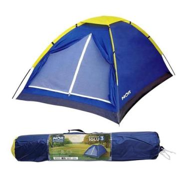 Imagem de Barraca de Camping Tipo Iglu Azul MOR para 4 Pessoas Fácil Montagem Le
